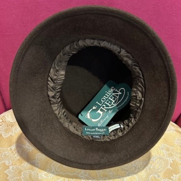 LOUISE GREEN Designer NWT Cloche Brown Wool Felt Velour HAT - Picture 6 of 9